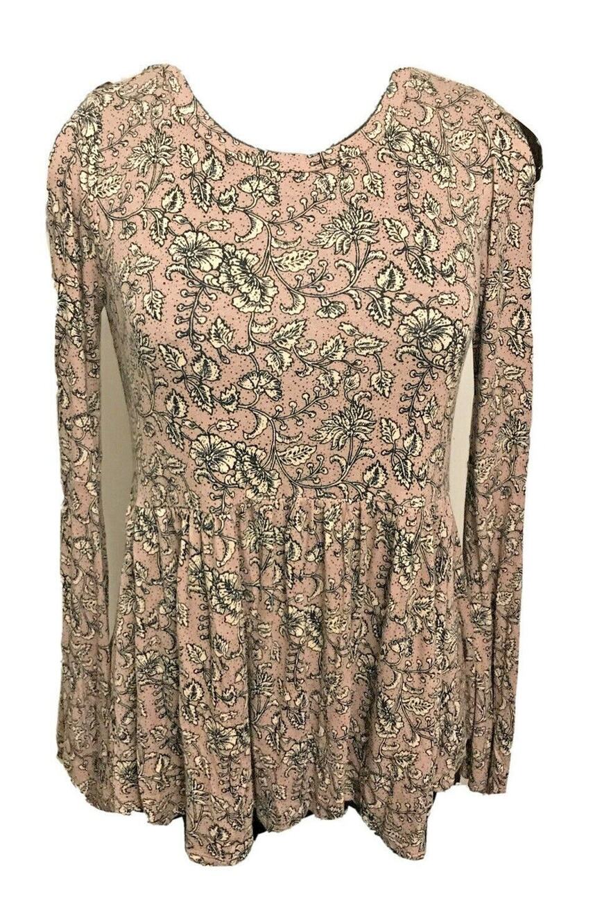Size XS Soft & Sexy Floral Long Split SleeveTie Back Womens Shirt